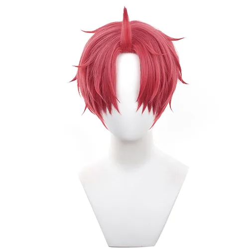 Vista 5 de Pelucas de anime verde oscuro para hombre, peluca corta y recta con flequillo para mujer, peluca COS para Halloween, Navidad, cómic, transmisión