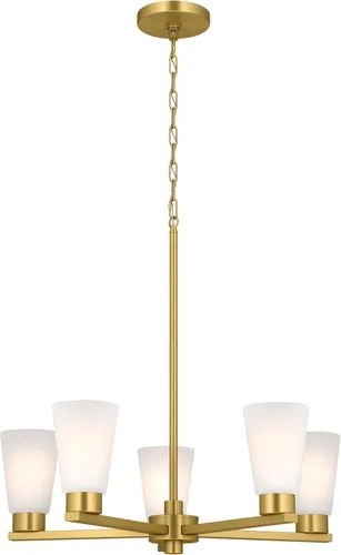 Vista 17 de Kichler Stamos - Lámpara de araña de 24 pulgadas, 9 luces, suave, moderna, de 2 niveles con vidrio transparente en bronce antiguo