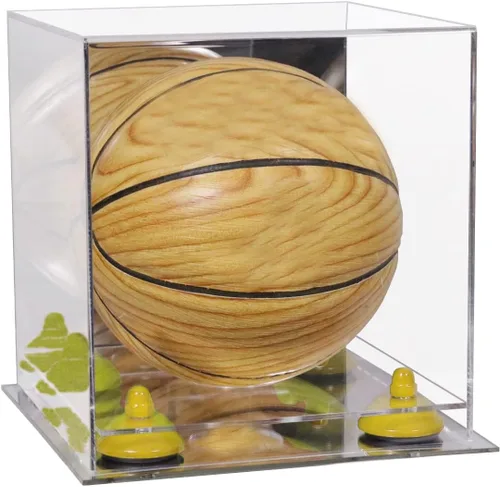 Vista 73 de Better Display Cases Mini acrílico - Miniatura (no tamaño completo) Baloncesto vitrina con elevadores negros y espejo (A015-BR)