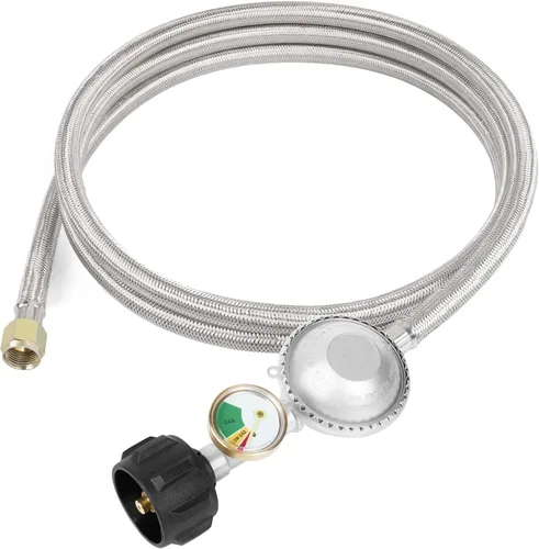 Vista 10 de SHINESTAR Regulador y Manguera Universal para Parrilla de Gas de 3.5 Pies con Manómetro, Repuesto para Calentador de Patio, Weber, Charbroil
