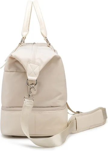 Vista 6 de Kinmac Bolsa de viaje de viaje, bolsa de mano para deportes de fin de semana para el gimnasio (beige)