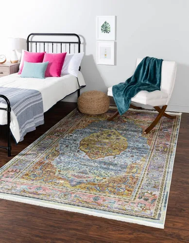 Vista 14 de Unique Loom Baracoa Collection - Alfombra Miramar (2' 2" x 3' 1", Celeste/Azul)