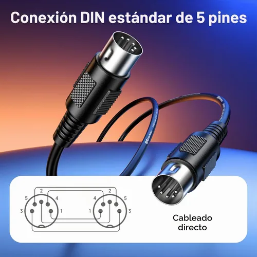 Vista 2 de Cable Matters Paquete de 2 cables MIDI DIN de 5 pines, cable MIDI de 5