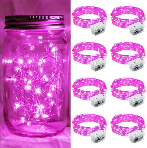 Vista 97 de Paquete de 6 luces de hadas a pilas con temporizador remoto, 8 modos de iluminación, 7 pies, 20 luces LED impermeables para Halloween, Navidad