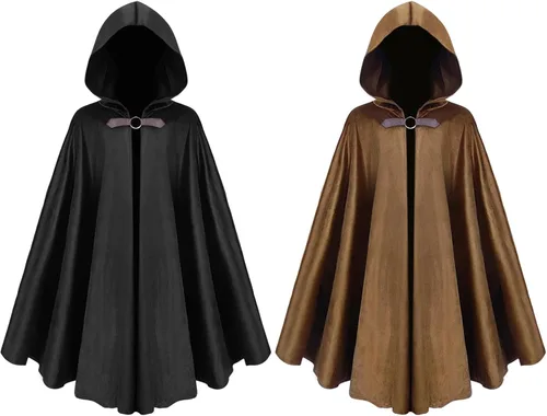 Vista 6 de Renaissance Cloak with Hood Medieval Velvet Hooded Cape Victorian Hooded Cloak Halloween Costume for Boys Girls