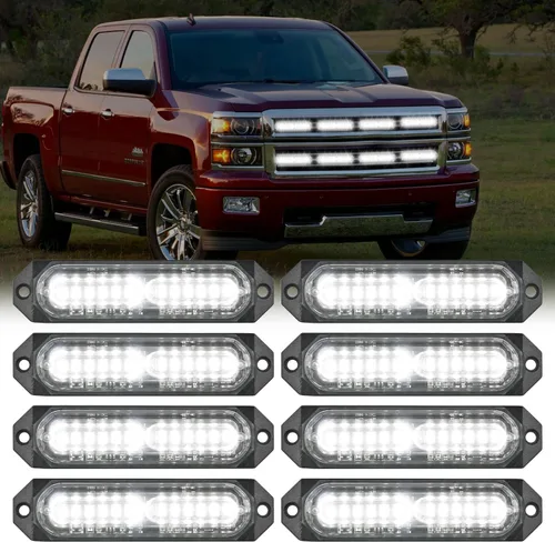 Vista 33 de Nilight 8 luces estroboscópicas LED con controlador 12 V 24 V función de sincronización verde luz de advertencia de peligro de emergencia 12 24 LED