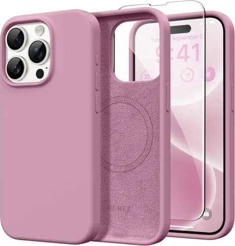 Vista 95 de GONEZ Funda magnética para iPhone 14, compatible con Magsafe, con protector de pantalla + protector de cámara, forro de microfibra antiarañazos
