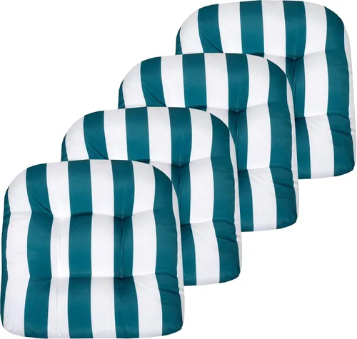 Vista 11 de Sweet Home Collection - Cojines para silla de patio y exterior, almohadillas prémium con relleno grueso y cómodo de fibra, mechones, 19 x 19 Negro