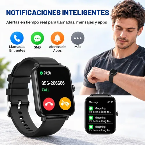 Vista 5 de Choiknbo Reloj inteligente con rastreador de fitness para teléfonos Android/iOS, pantalla táctil completa de 1.69 pulgadas con monitor de frecuencia