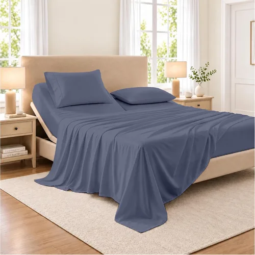 Vista 18 de SGI bedding Sábana Queen de 28 pulgadas con cabecera flexible y parte superior dividida, 100% algodón egipcio - 600 número de hilos, sábanas de 01