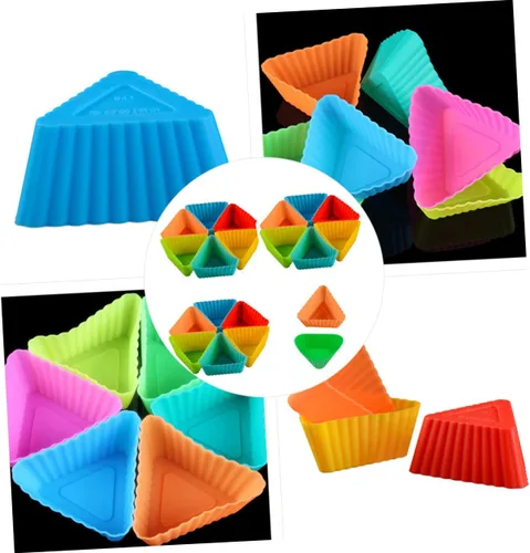 Vista 4 de Ciieeo 20 piezas de taza triangular para muffins, tazas de postre, moldes de pastelería, moldes para magdalenas, moldes para hornear bricolaje