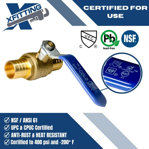 Vista 5 de XFITTING Válvula de bola Pex de 2 piezas de 1 pulgada con mango azul, 24-2-6 = 2X (2 paquetes)