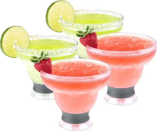 Vista 14 de HOST FREEZE - Vasos de Margarita sin tallo, vasos de cóctel de plástico aislados para bebidas congeladas, vasos enfriadores de doble pared para Azul