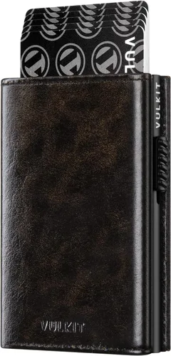 Vista 13 de VULKIT Cartera con tarjetero con bolsillo para monedas, cierre magnético, tarjetas desplegables con ventana para identificación, cartera de cuero