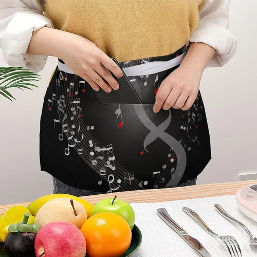 Vista 3 de Server Aprons with 3 Pockets Waist Apron Waterproof Half Apron Short Cooking Aprons Bib