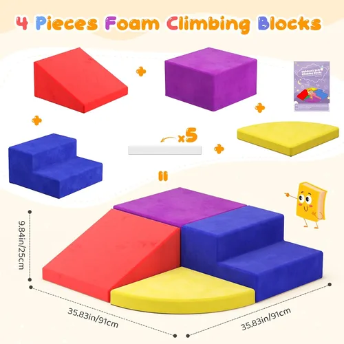 Vista 7 de Lischwert Bloques de escalada de espuma para niños pequeños de 1 a 3 años, juego suave de 4 piezas con juguetes de exploración para gatear, bloques