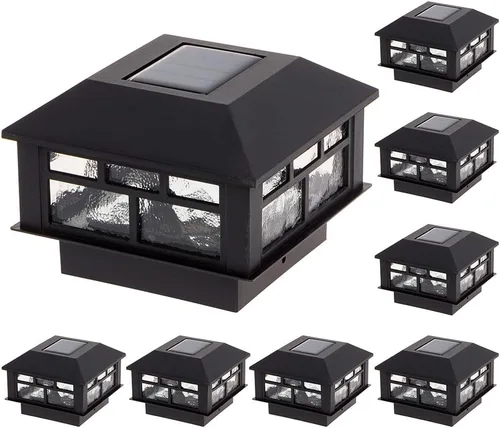 Vista 8 de GreenLighting - Lámpara de diseño moderno accionada con energía solar (2 unidades) de 10 lúmenes para postes de 4 x 4 o 5 x 5 pulgadas (negro)