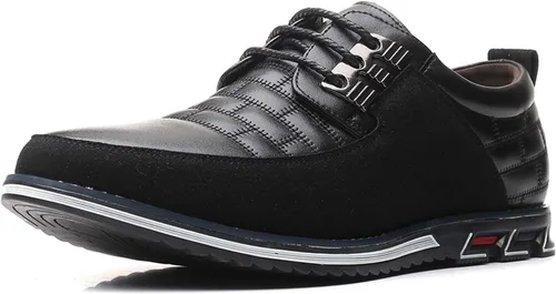 Vista 3 de Zapatos de vestir para hombre, casuales, de negocios, Oxford, Derby, zapatos de cuero ortopédicos, mocasines simples con cordones, zapatos planos