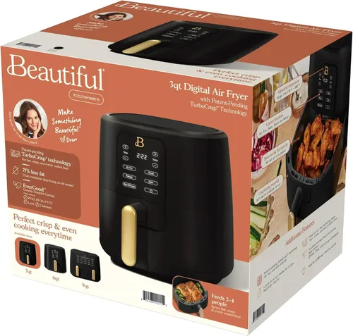 Vista 9 de Freidora de aire digital de 3 cuartos de galón, freidora de aire compacta para cocina pequeña con pantalla táctil, 4 funciones preestablecidas