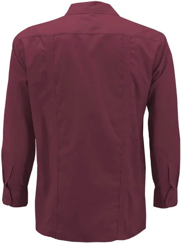 Vista 2 de Camisa de vestir bordada de manga larga con botones y botones para hombre