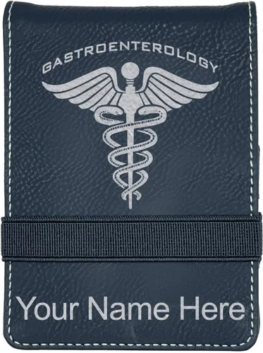 Vista 12 de LaserGram Mini Padfolio con bloc de notas y bolígrafo, gastroenterología, grabado personalizado incluido (negro con oro)