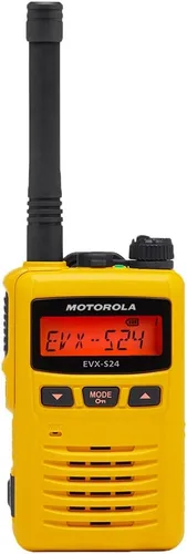 Vista 2 de Paquete de 6 radios digitales Motorola EVX-S24 UHF sumergibles en agua/a prueba de polvo amarillo digital preprogramadas