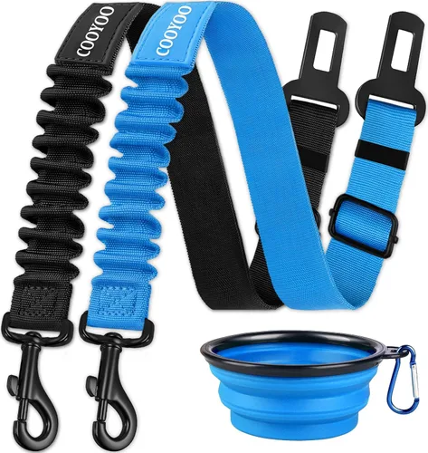 Vista 16 de COOYOO cinturón de seguridad retráctil y ajustable para perro, juego de 3 piezas, cinturón de nailon para vehículo, para que tu mascota esté segura