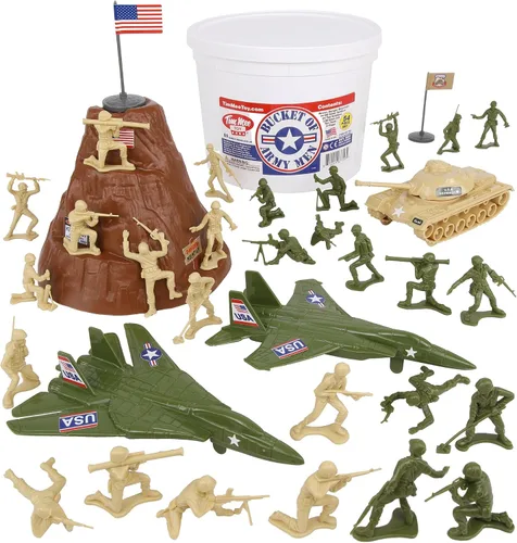 Vista 10 de TimMee Cubo de soldados de ejército - Verde OD vs. Tostado 54 piezas de juego de soldados - Fabricado en EE. UU