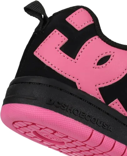 Vista 2 de DC Kids Court Graffik Skate Shoe Negro/Rosa