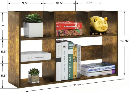 Vista 3 de TY ARTS & CULTURE - Organizador de almacenamiento de escritorio de madera, multiusos, estantería de escritorio, estante grande, estante de encimera