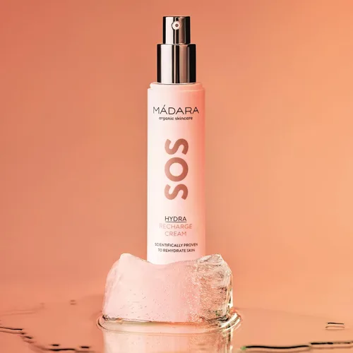 Vista 6 de Madara SOS Hydra Recharge - Crema hidratante facial de 1.7 fl oz, ácido hialurónico + peonía del norte + semilla de linaza, crema hidratante de día