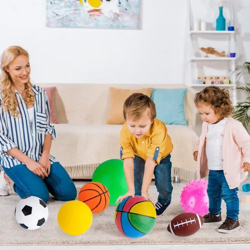 Vista 6 de Pelotas para niños pequeños de 1 a 3 años, pelota deportiva para niños pequeños, juguetes al aire libre, juego de 7 bolas de espuma para niños