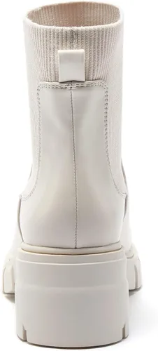 Vista 5 de REDTOP Botas Chelsea elásticas para mujer con tacón grueso en bloque, plataforma y suela con relieves, botines al tobillo