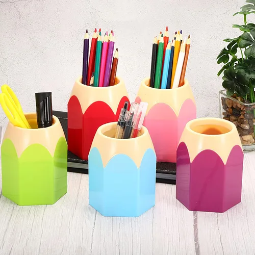 Vista 5 de PATIKIL Portalápices, paquete de 5 soportes para bolígrafos para escritorio, bonito soporte de plástico para lápices, organizador de tazas