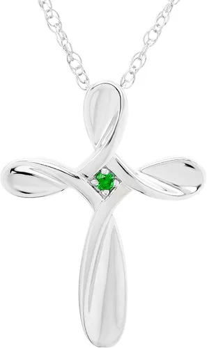 Vista 12 de Boston Bay Diamonds Sterling Silver Infinity Birthstone Cross Necklace 01 de enero - Granate genuino