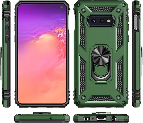 Vista 4 de Funda para Samsung Galaxy S10e: Galaxy S10e con protector de pantalla - Fundas protectoras de grado militar con soporte de anillo de dedo