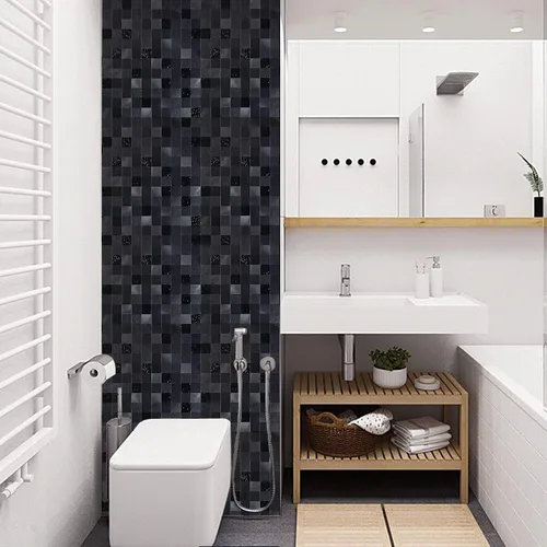 Vista 3 de Panel de 10 hojas autoadhesivas 3D para cocina, paneles autoadhesivos de mosaico de aluminio metálico para pared, 11.81 x 11.81 x 0.15 pulgadas, 4.8