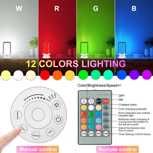 Vista 2 de BIGMONAT Lámpara de mesita de noche para niños con control remoto, luz LED de escritorio que cambia de color con ajuste de temporizador, luz