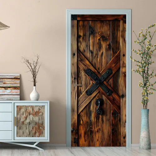 Vista 27 de Adhesivos 3D para puerta, murales para despegar y pegar, puerta de madera, papel tapiz autoadhesivo, extraíble, PVC, impermeable, póster para Puerta