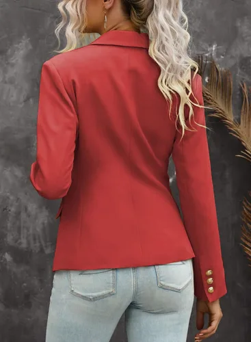 Vista 5 de Asvivid Blazer de oficina informal, drapeado, frente abierto, chaquetas para trabajo, para mujer