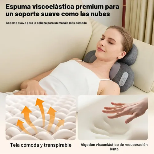 Vista 4 de 4D Kneading Shiatsu Neck and Shoulder Massager with Heat Cordless 2000mAh Rechargeable Memory Foam Massage Pillow, 4 Rotating Nodes, Low Noise, for