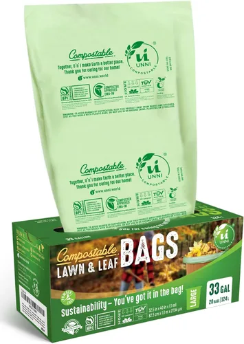 Vista 16 de Bolsas de basura compostables UNNI, 2.6 galones / 9.84 litros, 100 unidades, extra gruesas de 0.71 mil, forros para contenedores pequeños de restos