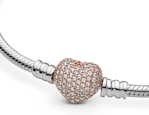 Vista 4 de PANDORA Jewelry Moments - Pulsera de circonita cúbica con cierre de corazón brillante Metal Circonita cúbica
