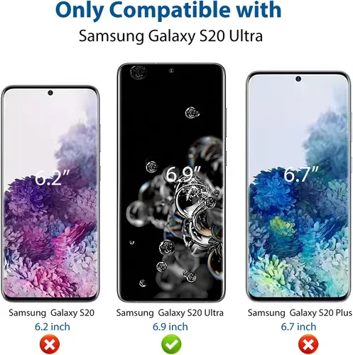 Vista 6 de Paquete de 2 protectores de pantalla de privacidad compatibles con Samsung Galaxy S20 Ultra 5G de 6.9 pulgadas, película de poliuretano