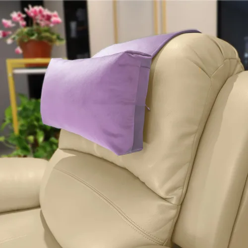 Vista 10 de Almohada antideslizante para la cabeza para reclinables - Cojín de apoyo para el cuello con cubierta de terciopelo para alivio del dolor en el Beige