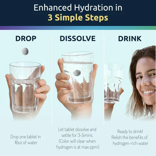 Vista 6 de Invigorated Water Tabletas de Agua de Hidrógeno Saborizadas con Magnesio – Tabletas de Hidrógeno Molecular H2 de 12 PPM para Agua Potable – Apoya