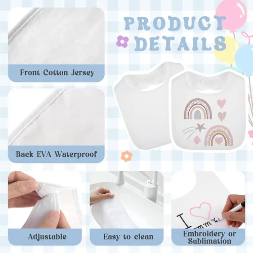 Vista 5 de Toulite Baberos de bebé unisex para niño y niña, lavables, reutilizables, impermeables, de algodón, con diseño de doble cara para recién nacidos