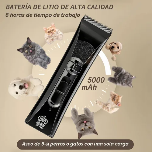 Vista 3 de Cortapelos para perros para aseo, kit de recortador de pelo de mascotas recargable silencioso (negro)