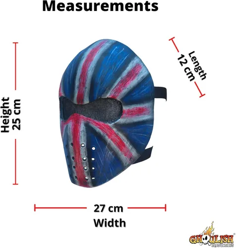 Vista 4 de Ghoulish Productions Máscara táctica de látex máscara de látex de la bandera del Reino Unido máscara de látex con bandera vintage del Reino Unido