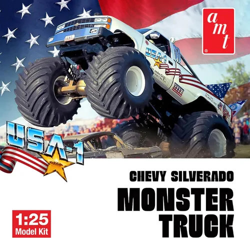 Vista 2 de AMT USA-1 Chevy Silverado Monster Truck 1:25 Kit de modelo a escala 1:25